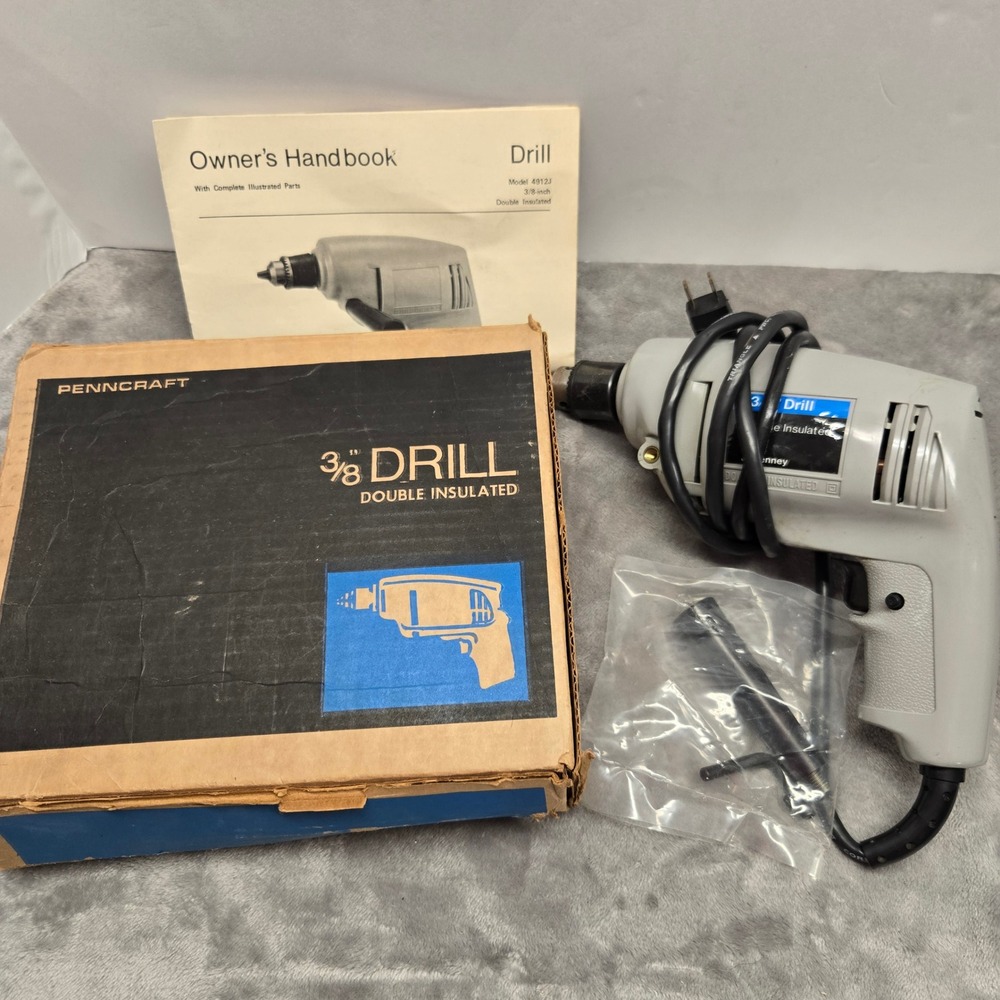 Penncraft 3/8 Drill Vintage J.C. Penney Model 4912J Corded Electric Power Tool